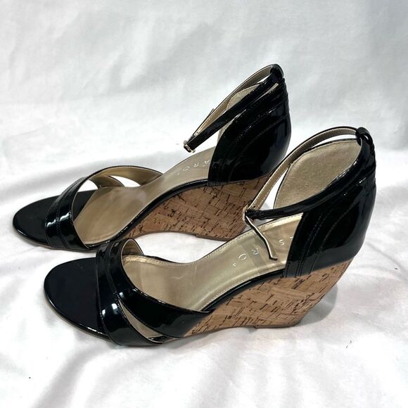 Pesaro Jessa black ankle strap cork wedges size 8 NWOB - Picture 2 of 5